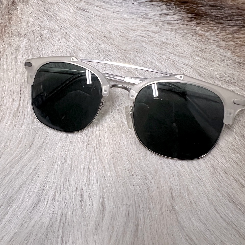 AJ Morgan Designer Double Bridge Half Frame Round Sunglasses black unisex